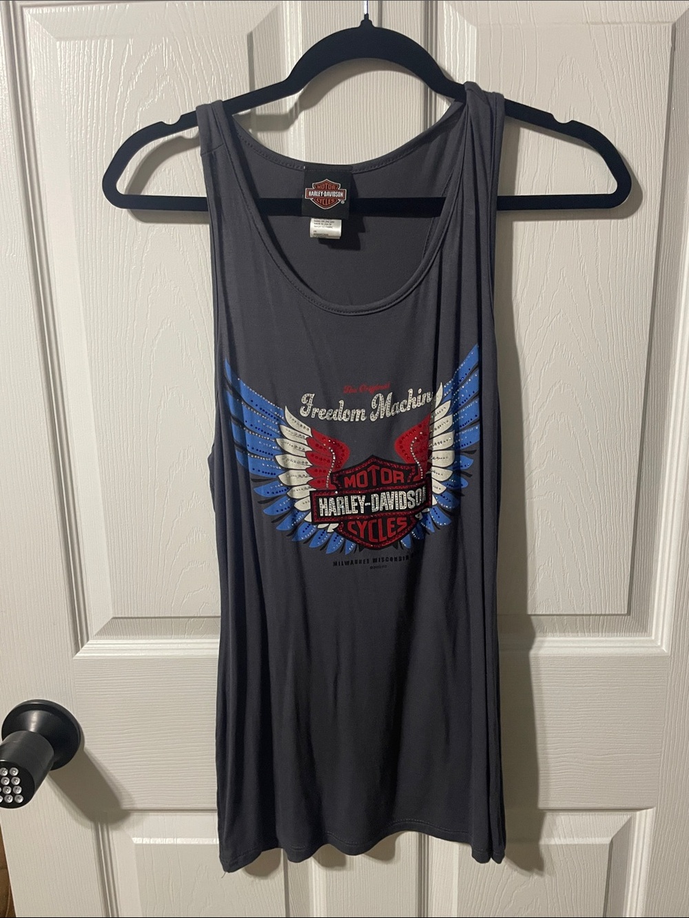 Harley-Davidson Gray Tank with Red, White & Blue Wing Graphic